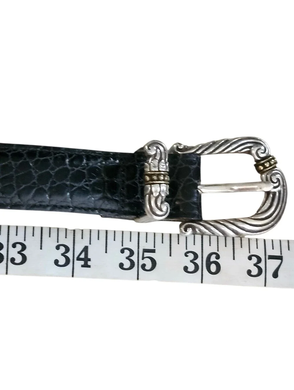 Vintage Brighton Croc Black Leather Western Belt Size 32